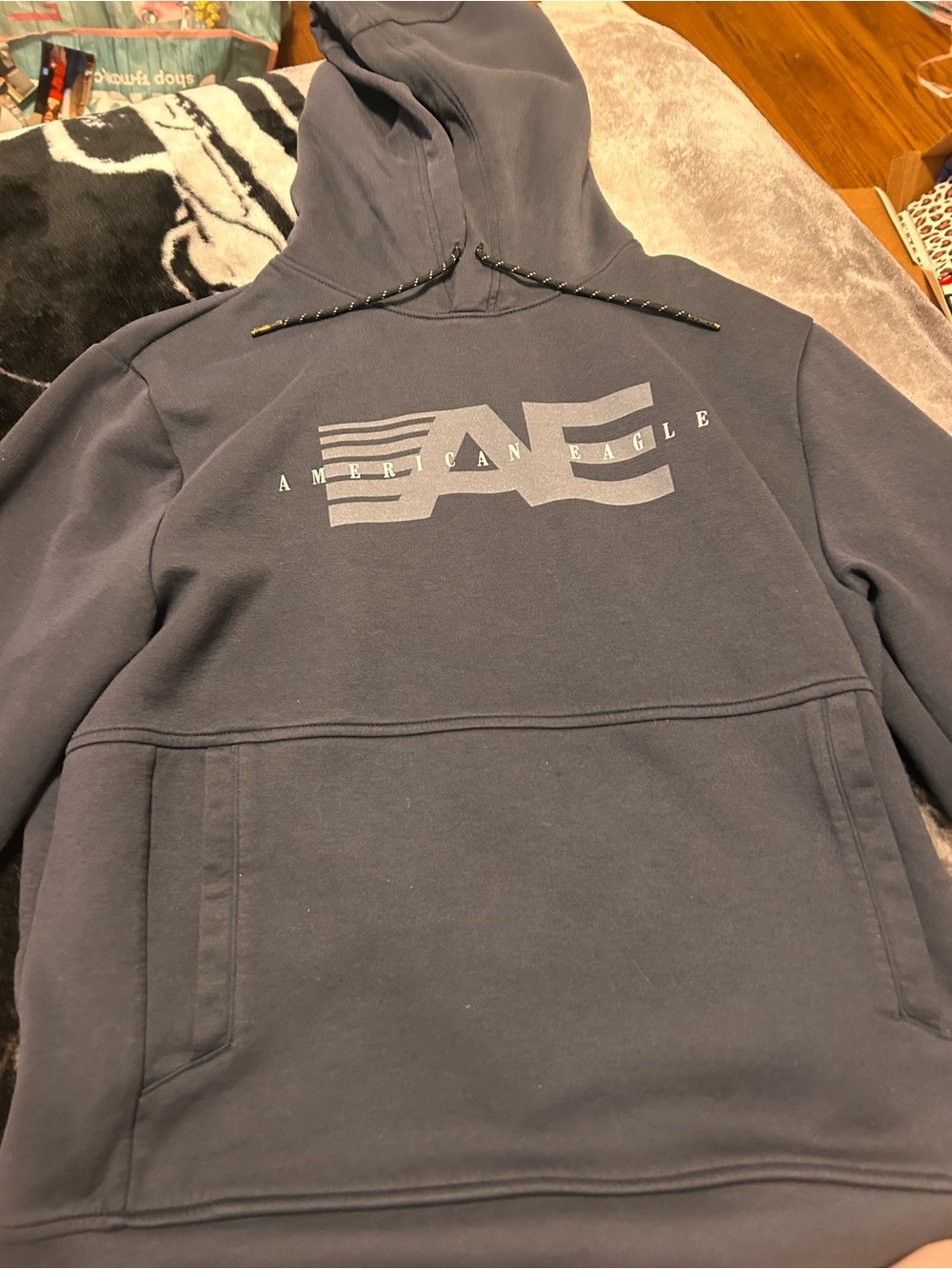 American Eagle Outfitters Navy Graphic Crewneck Hoodie